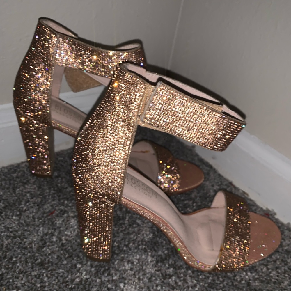 Rose gold bling heels